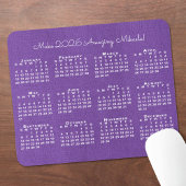2026 Calendar Custom Name Purple Linen Photo Muismat
