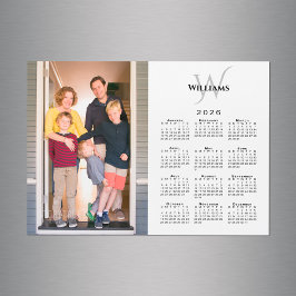 2026 Calendar Custom Photo Monogram Name Magnet
