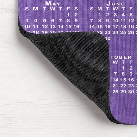 2026 Calendar Custom Photo Purple Linen Texture Muismat (Hoek)