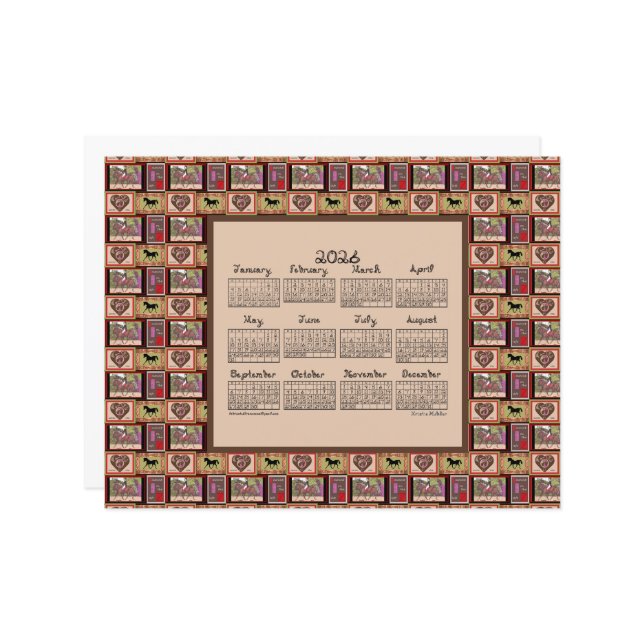 2026 Calendar Dressage Horse Collage (Voorkant / Achterkant in situ)