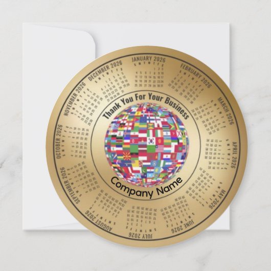 2026 Calendar Editable Thank You For Your Business Feestdagenkaart (Achterkant)