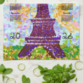 2026 Calendar Eiffel Tower Pointillism Landscape Theedoek (Gevouwen)