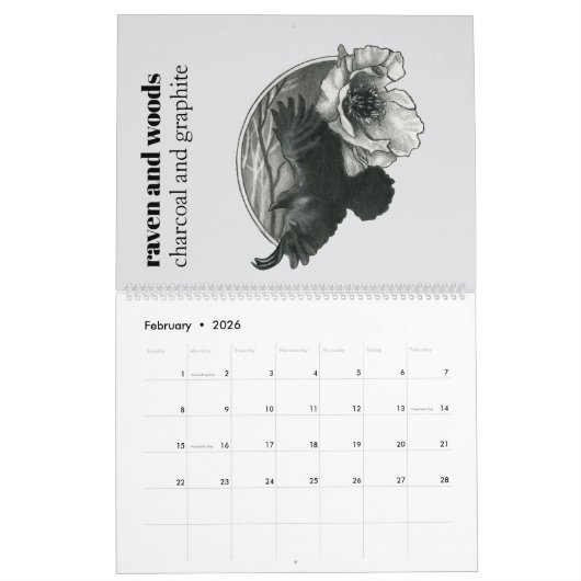2026 Calendar featuring nature illustrations Kalender (Feb 2026)