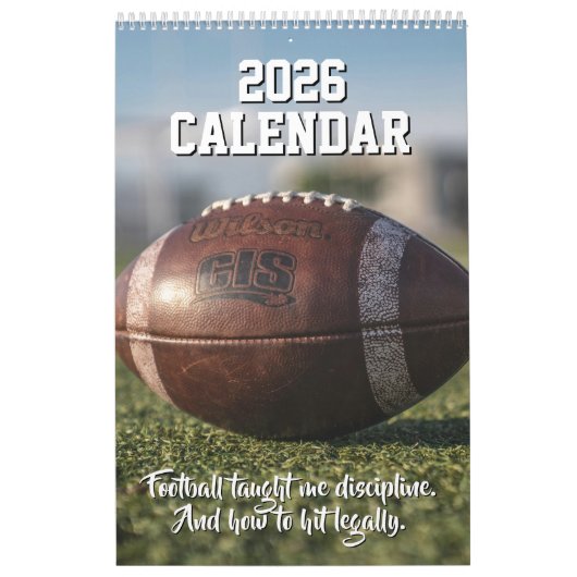2026 Calendar Football Player Funny Motivational Kalender (Hoes)