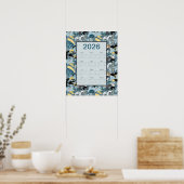 2026 Calendar Full Year Floral Butterflies Poster (Keuken)