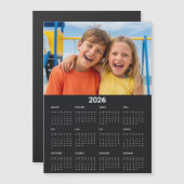 2026 Calendar Full Year Photo Black Fridge Magnet (Voorkant / Achterkant)