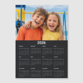 2026 Calendar Full Year Photo Black Fridge Magnet (Voorkant)
