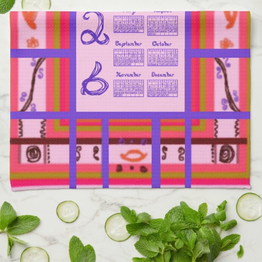 2026 Calendar Girl Power Curvy Plaid Frame Theedoek (Gevouwen)