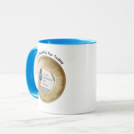 2026 Calendar I Am Thankful For Today Coffee Mok (Voorkant links)