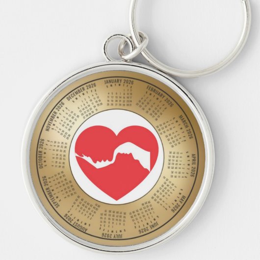 2026 Calendar Keychain Lovers Red Heart (Voorkant)