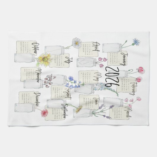 2026 Calendar Kitchen Tea Towel Theedoek (Horizontaal)
