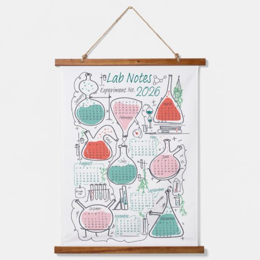 2026 Calendar Lab Notes Hangend Wandkleed (Voorkant)