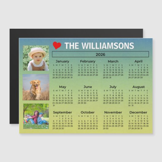 2026 Calendar Light Blue Photo Collage Magnet (Voorkant / Achterkant)