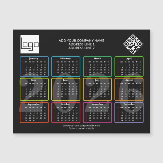 2026 Calendar Logo QR Code Modern Business Promo (Voorkant)