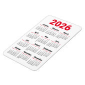 2026 Calendar Magnet | Red Black Gray White Magneet (Linkerzijde)