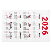 2026 Calendar Magnet | Red Black Gray White Magneet (Horizontaal)