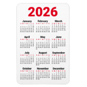 2026 Calendar Magnet | Red Black Gray White Magneet (Verticaal)