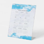 2026 Calendar Marbled Tropical Turquoise Gold Reclamebord Met Voetstuk (Voorkant)