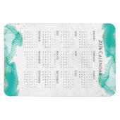 2026 Calendar Marbled Waves Tropical Teal and Gold Magneet (Horizontaal)
