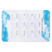 2026 Calendar Marbled Waves Tropical Turquoise Magneet (Horizontaal)