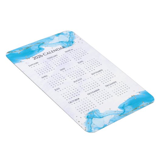 2026 Calendar Marbled Waves Tropical Turquoise Magneet (Rechterzijde)