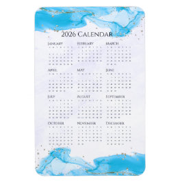 2026 Calendar Marbled Waves Tropical Turquoise Magneet