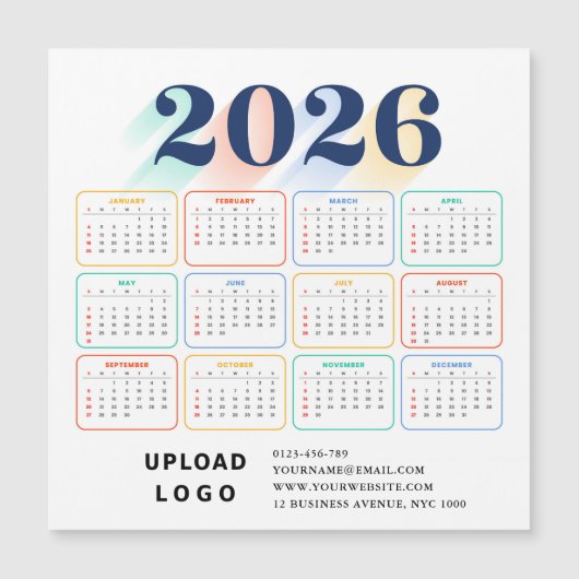 2026 Calendar Minimal Modern Elegant Custom Logo (Voorkant)