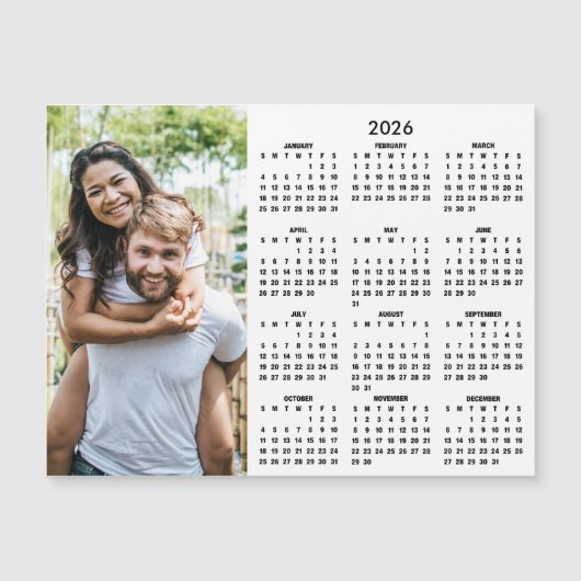 2026 Calendar Modern Simple Photo Magnet (Voorkant)