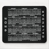 2026 Calendar Mousepad Black Muismat (Voorkant)