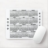 2026 Calendar Mousepad White Muismat (Met muis)
