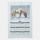 2026 Calendar of a Horse and Girl in Winter Snow Theedoek (Verticaal)