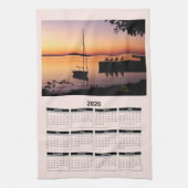 2026 Calendar of a Sunset on Lake with Silhouette  Theedoek (Verticaal)