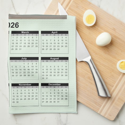 2026 Calendar of a White Lighthouse in Sunset Theedoek (Quarter Fold)