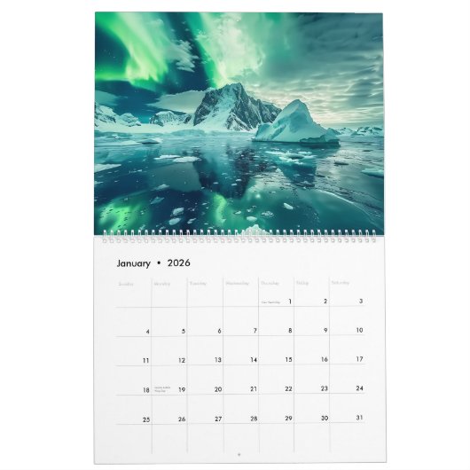 2026 Calendar of Aurora Borealis Artwork Kalender (Jan 2026)