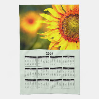2026 Calendar of Beautiful Yellow Sunflower Theedoek