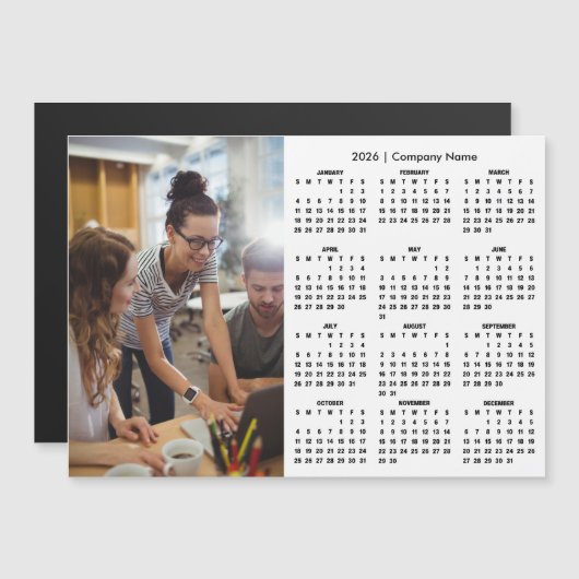 2026 Calendar Personalized Business Photo Magnet (Voorkant / Achterkant)