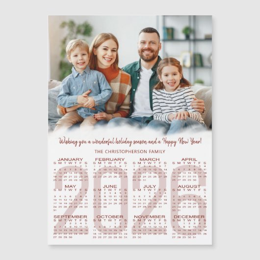 2026 Calendar Photo Custom Color Christmas Card (Voorkant)