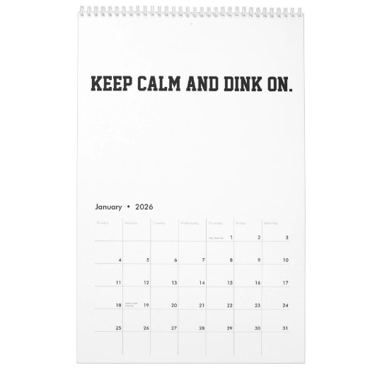 2026 Calendar Pickleball Funny Quotes Dink Paddle Kalender (Jan 2026)