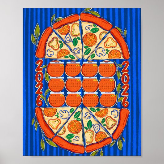 2026 Calendar - Pizza Calendar Poster (Voorkant)