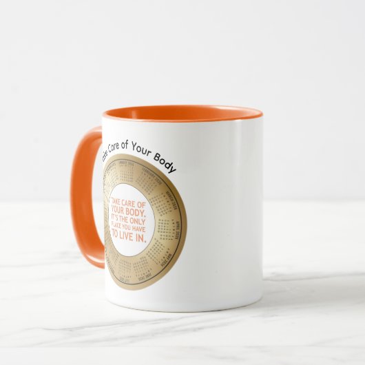 2026 Calendar Quote Take Care of Your Body Coffee  Mok (Voorkant links)