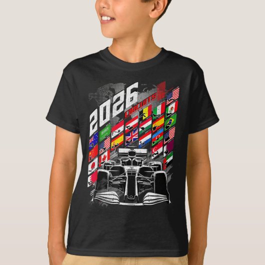 2026 Calendar Racing Circuit Schedule Places T-shirt (Voorkant)