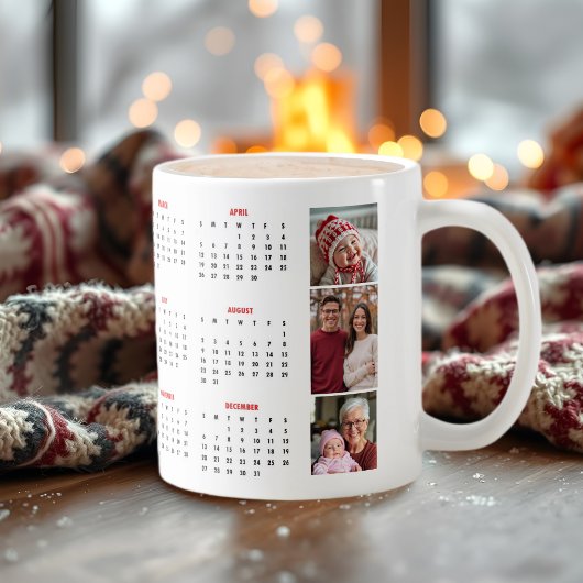 2026 calendar red photo collage three photo koffiemok
