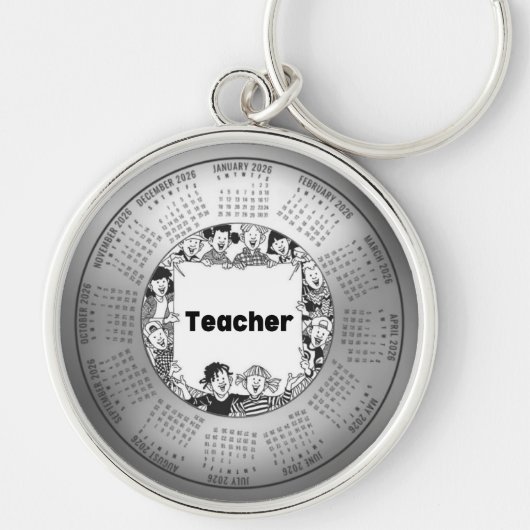 2026 Calendar Round Keychain Teacher (Voorkant)