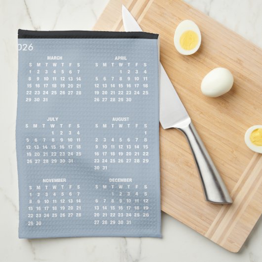 2026 Calendar Script Name Photo Dusty Blue Theedoek (Quarter Fold)