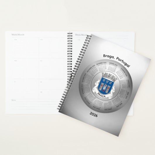 2026 Calendar Silver Planner Braga Portugal (Display)