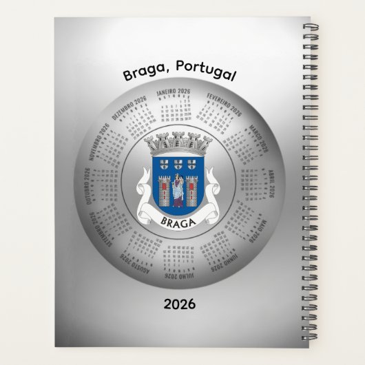 2026 Calendar Silver Planner Braga Portugal (Achterkant)