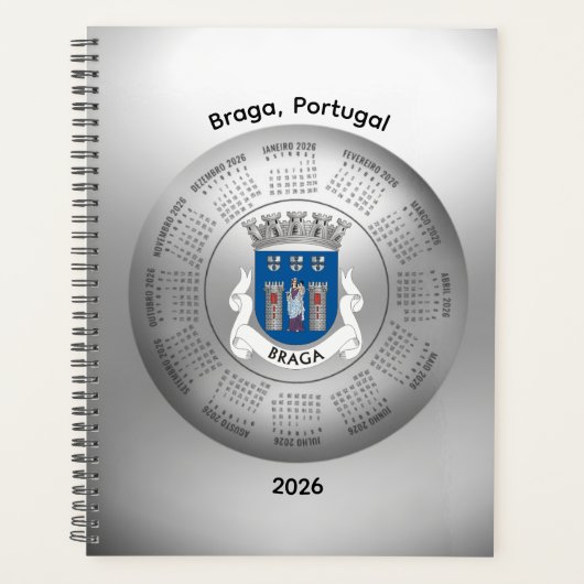2026 Calendar Silver Planner Braga Portugal (Voorkant)