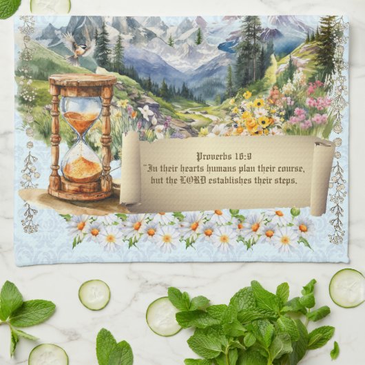 2026 Calendar Towel Alps Mountains Proverbs Theedoek (Gevouwen)