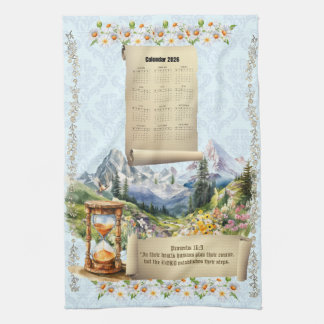 2026 Calendar Towel Alps Mountains Proverbs Theedoek