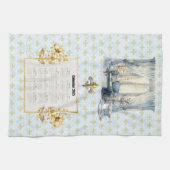 2026 Calendar Towel Blue Fleur de Lis Parisian Theedoek (Horizontaal)